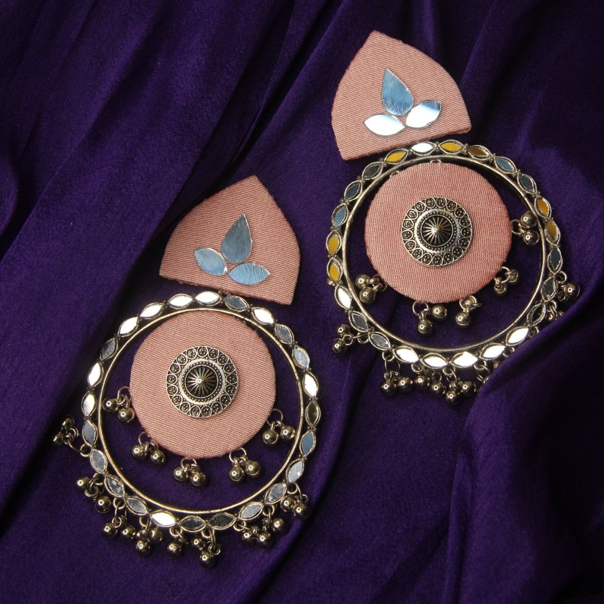 Mirror Circle Earrings Pastel Pink